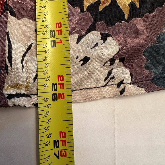 Jeri Marque 80s VTG Colorful Satin Floral Art Deco Button Down Blouse Size 14 - Picture 9 of 10